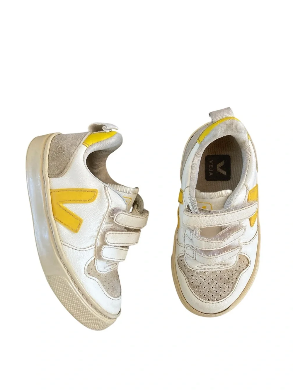 Veja Pre-School Small V-10  Sneakers Velcro White Yellow Size 8